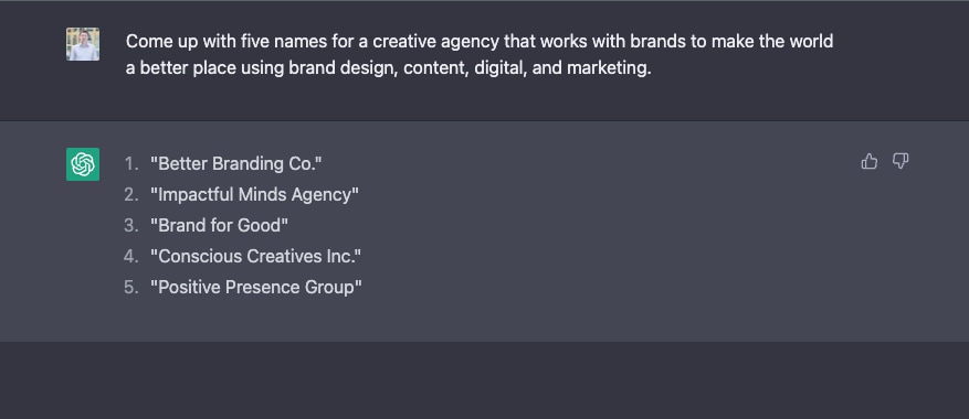 using ai to generate brand and name ideas